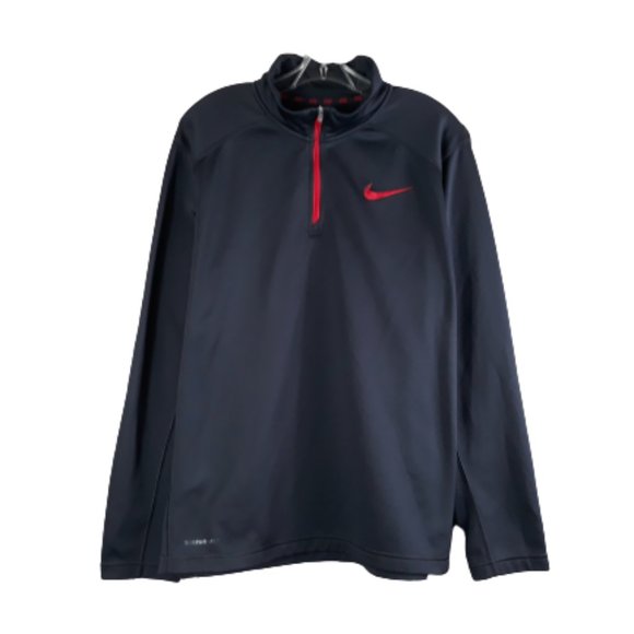 Nike Other - Nike Men's Therma-Fit Black/Red Logo Fleece Quarter Zip Pullover Active Top Sz.L